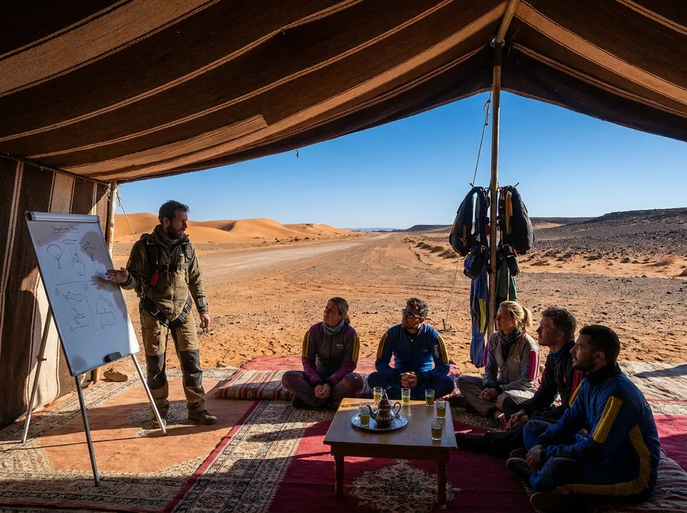 Briefing sous la tente
