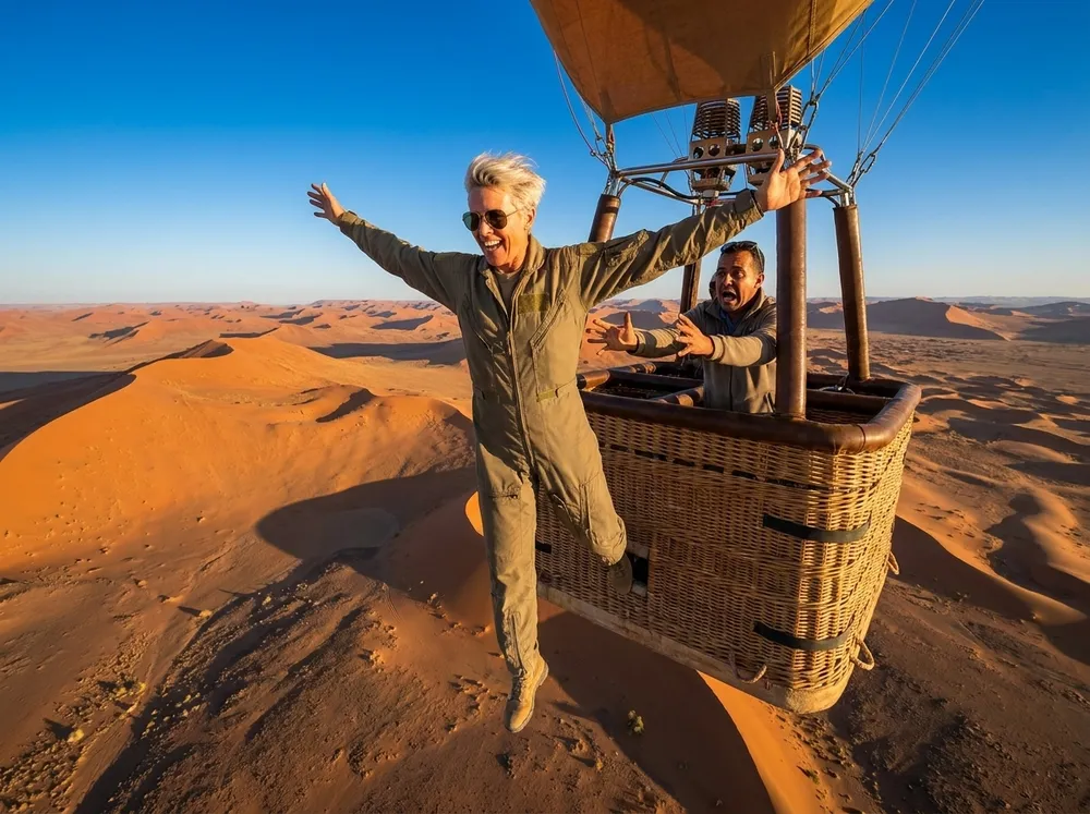 Marchetti sautant d'une montgolfière