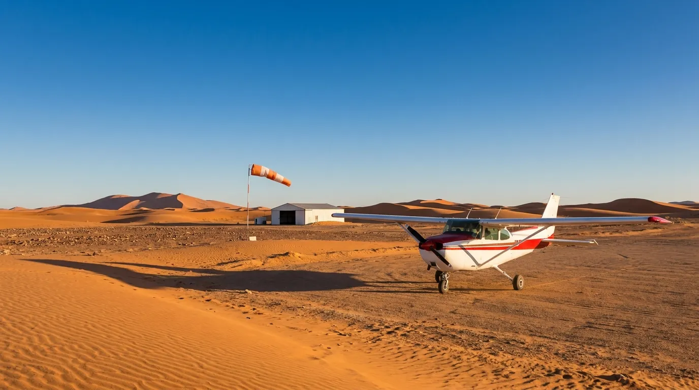 Avion sur la piste au lever du soleil